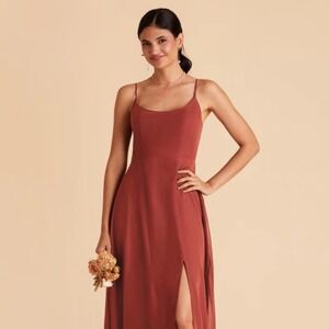 Birdy Grey Satin Spaghetti Strap‎ Maxi Dress Spice Bridesmaid Formal Size XL